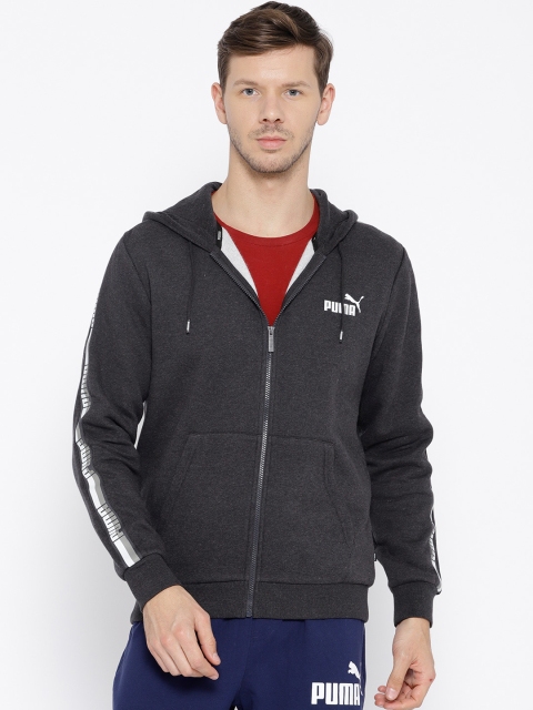 

Puma Men Grey Elevated ESS Tape FZ Hooded Sweatshirt