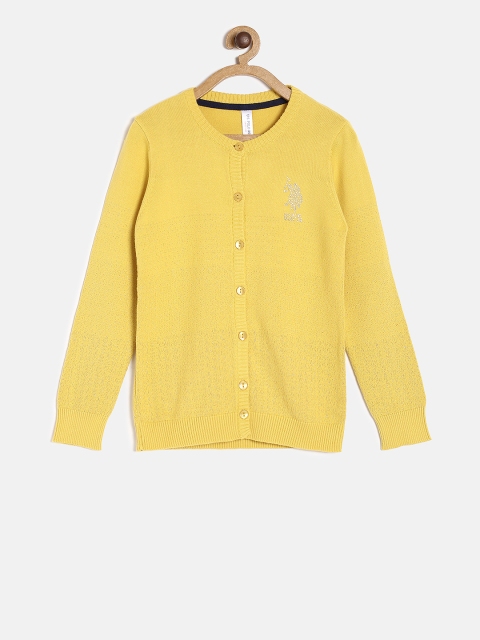 

U.S. Polo Assn. Kids Girls Yellow Solid Front-Open