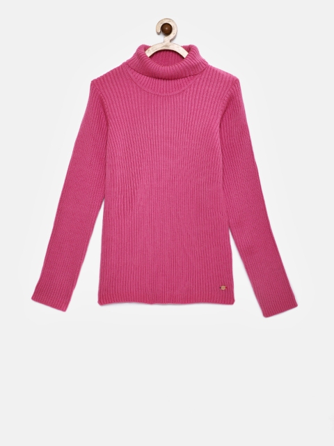 

U.S. Polo Assn. Kids Girls Pink Ribbed Pullover