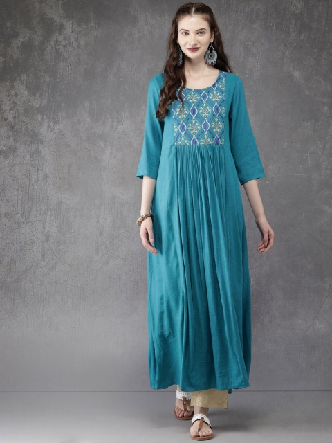 

Anouk Women Sea Green Yoke Design A-Line Kurta