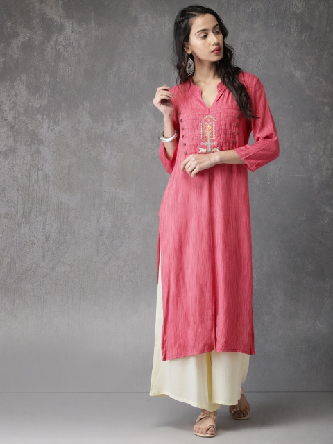 

Anouk Women Peach-Coloured Embroidered Kurta with Palazzos