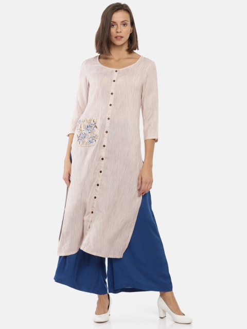 

Anouk Women Beige & Blue Solid Kurta with Palazzos