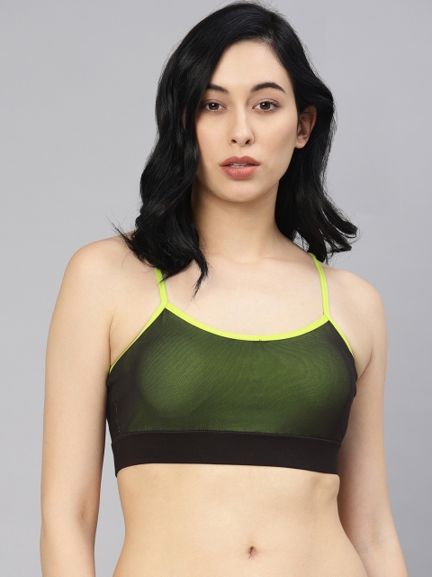 

HRX by Hrithik Roshan Lifestyle Black & Lime Green Lightly Padded Bralette Bra LS-7063A