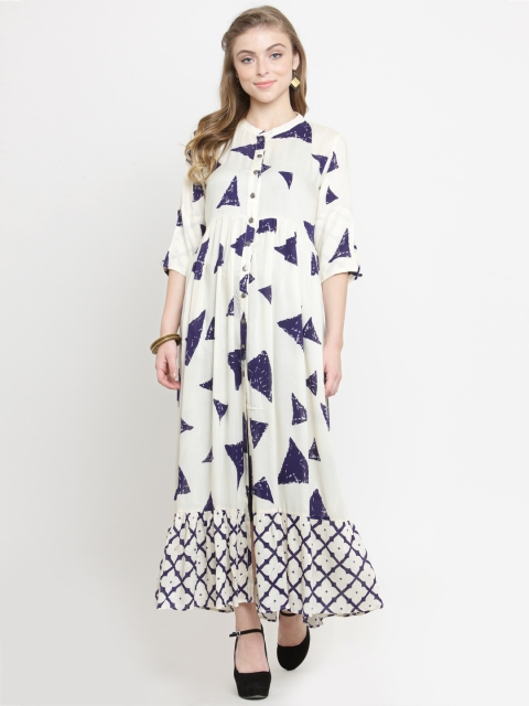 

Indibelle Women Off-White Printed Maxi Dress