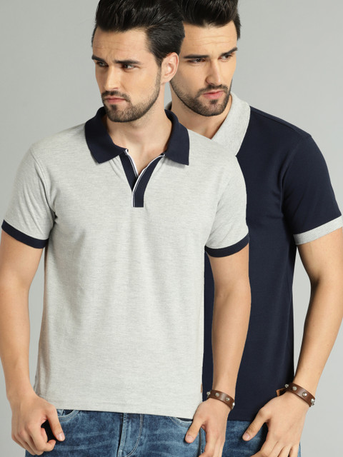 

Roadster Men Set of 2 Polo Collar T-shirts, Navy blue