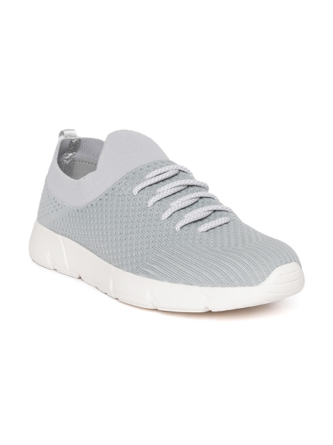 

United Colors of Benetton Men Grey Woven Design Slip-On Sneakers