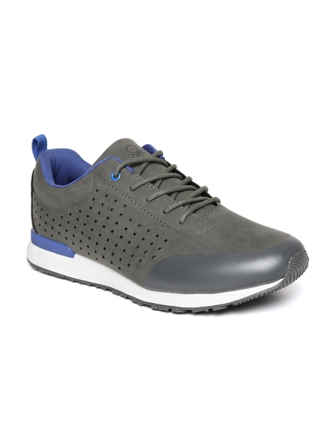 

United Colors of Benetton Men Charcoal Grey Perforated Sneakers