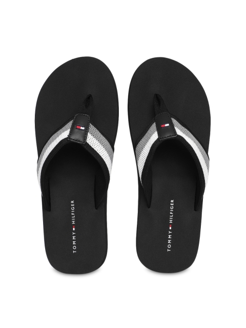 

Tommy Hilfiger Men Black & Grey Self Design Thong Flip-Flops