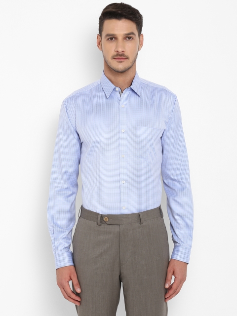 

Next Look Men Blue & Grey Slim Fit Checked Formal Shirt
