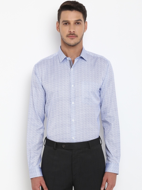 

Next Look Men White & Blue Slim Fit Printed Formal Shirt