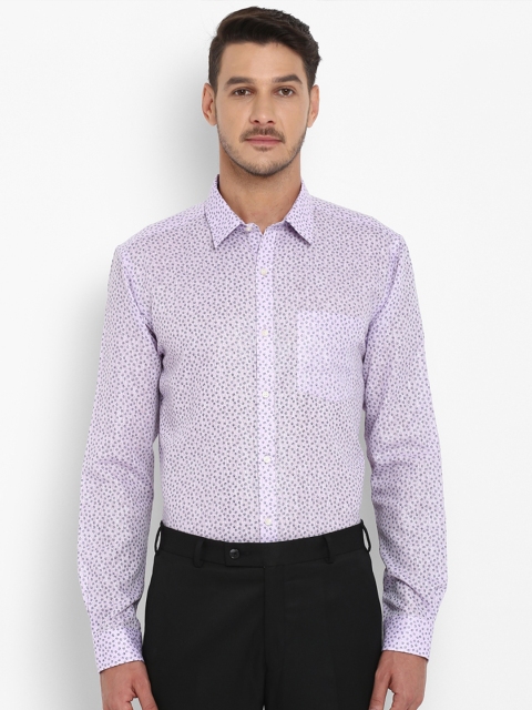 

Next Look Men White & Lavender Slim Fit Printed Formal Shirt