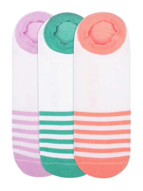 

JUMP USA Women Pack of 3 White Striped Shoeliners