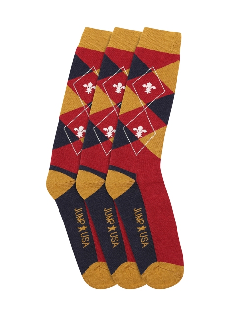 

JUMP USA Men Pack of 3 Calf Length socks, Red