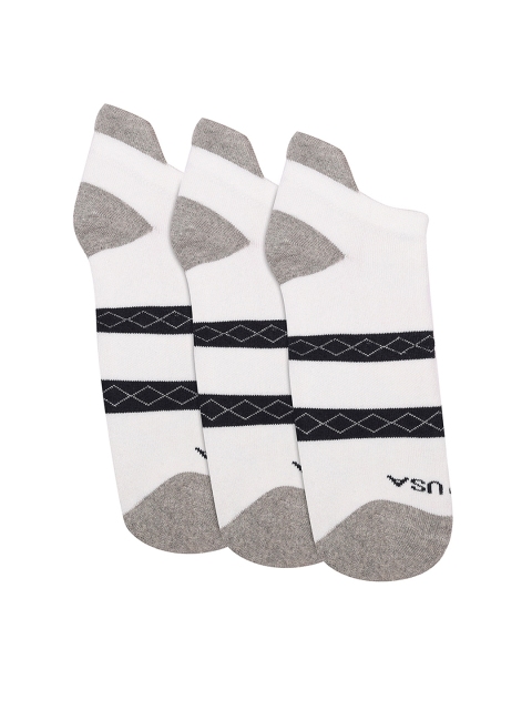 

JUMP USA Men White & Grey Pack of 3 Ankle Length socks