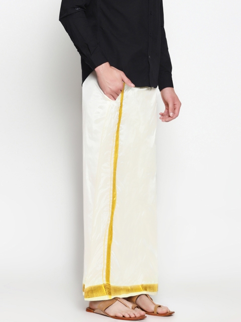 

Sethukrishna Men Off-White Double Layer Readymade Dhoti With Pocket