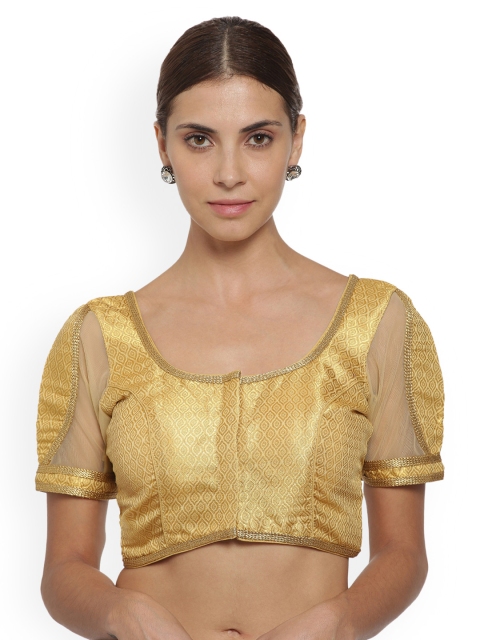 

Soch Gold-Toned Woven Design Jacquard Silk Brocade Saree Blouse