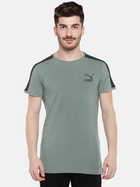 

Puma Men Olive Green Solid Round Neck T-shirt