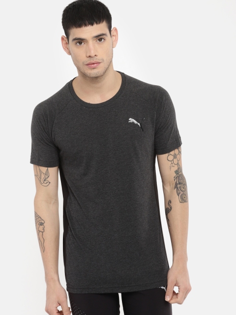 

Puma Men Grey Solid Round Neck Evostripe Warm T-shirt