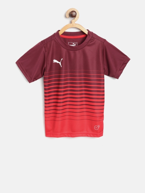 

Puma Boys Burgundy & Red Play Graphic Striped T-shirt