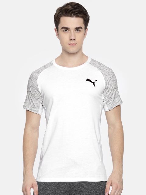 

Puma Men White Slim Fit Evostripe Dry-Cell Round Neck T-shirt