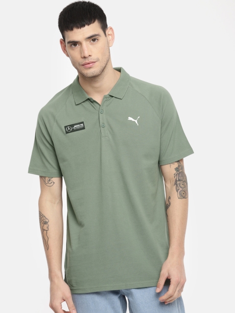 

Puma Men Olive Green Solid MAPM Laurel Wreath Polo Collar T-shirt