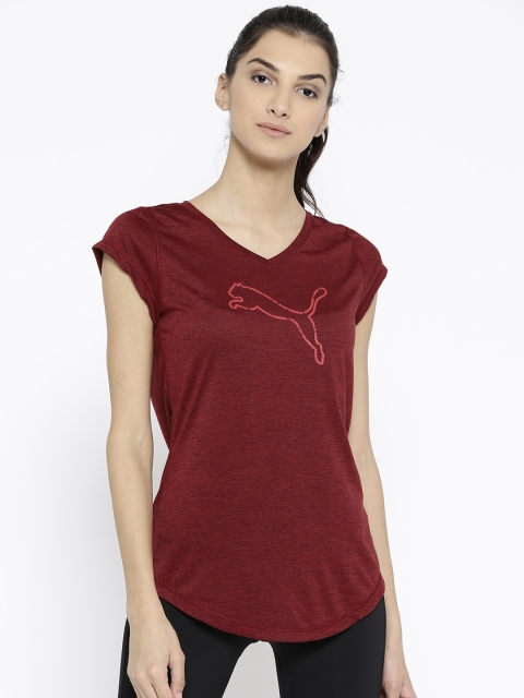 

Puma Women Maroon Solid Heather Cat Tee