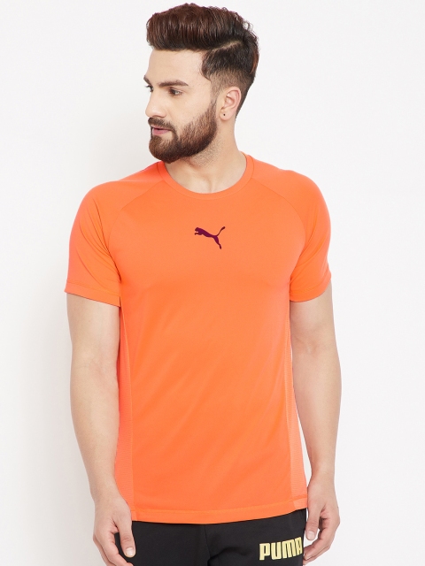 

Puma Men Orange Solid Slim Fit Tec Sports T-shirt