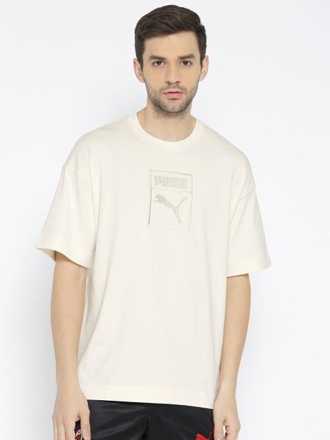 

Puma Men Off-White Downtown Solid Round Neck T-shirt