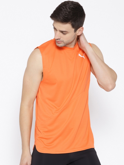 

Puma Men Orange Solid Singlet Mono Running T-shirt