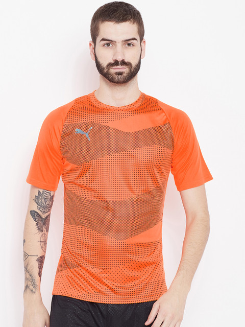 

Puma Men Orange FTBLNXT Graphic Core Round Neck Football T-shirt