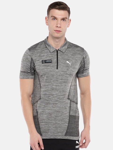 

PUMA Motorsport Men Grey Printed MAPM evoKNIT Polo Collar T-shirt