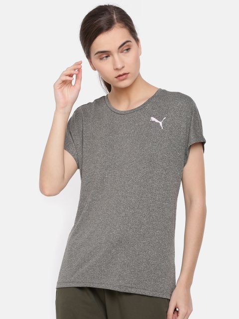 

Puma Women Grey ELEVATED ESS Mesh HeatherTee dryCell Solid Round Neck T-shirt