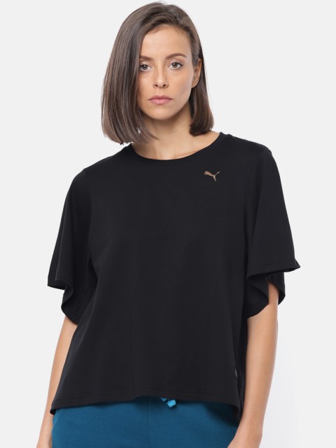 

Puma Women Black FUSION Fashion Solid Round Neck T-shirt