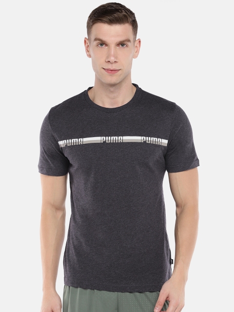 

Puma Men Charcoal Grey Solid Elevated ESS Tape T-shirt