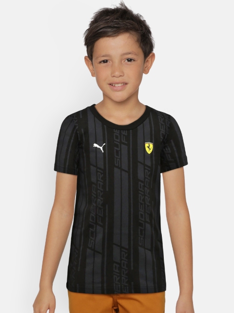 

PUMA Motorsport Boys Black & Grey Printed SF Kids Graphic Tee T-shirt