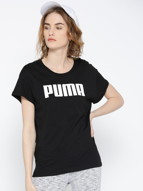 

Puma Women Black Printed Round Neck Elevated ESS T-shirt