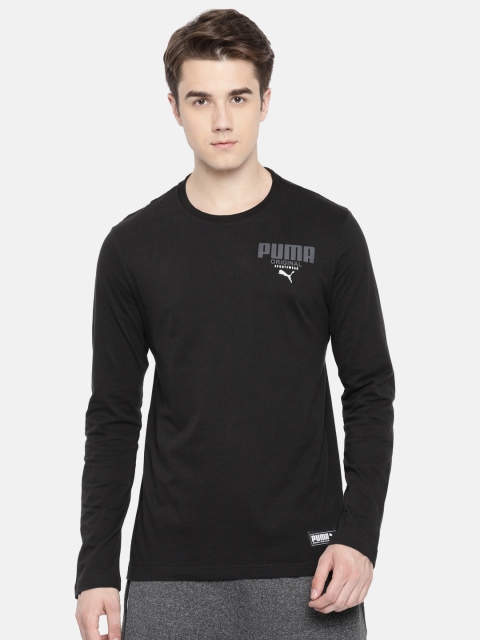 

Puma Men Black Solid Athletics LS Pure Cotton T-shirt