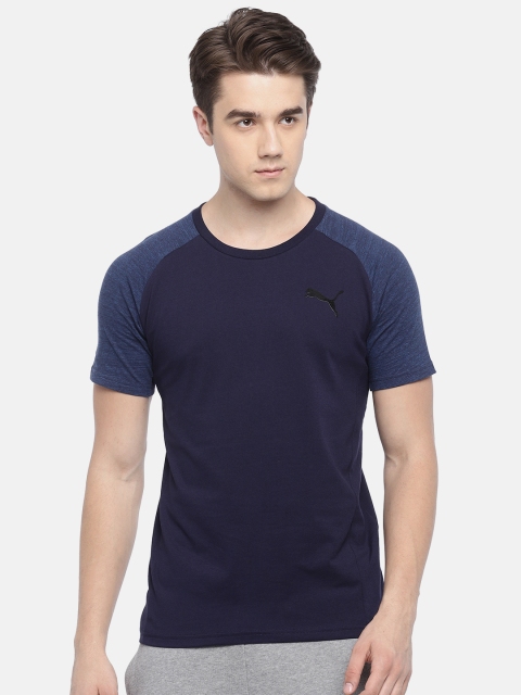 

Puma Men Navy Blue Solid Round Neck T-shirt