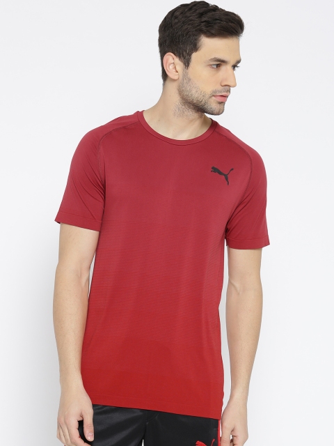 

Puma Men Red Striped Round Neck T-shirt