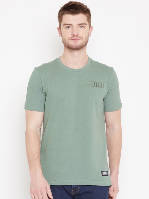 

Puma Men Olive Green Solid Athletics Premium Round Neck Pure Cotton T-shirt