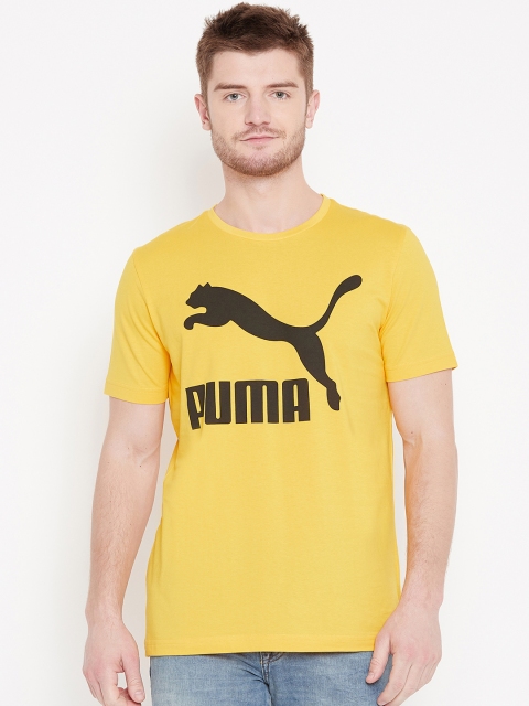 

Puma Men Yellow Printed Classics Logo T-Shirt