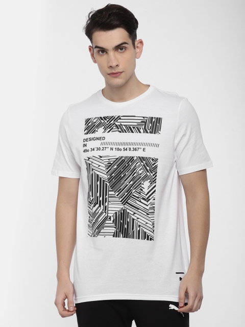 

Puma Men White Graphic Pace Printed Round Neck T-shirt