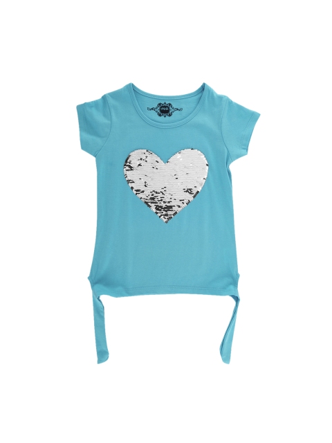 

CHALK by Pantaloons Girls Blue Self Design Round Neck T-shirt
