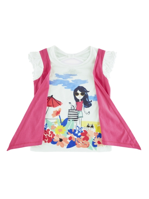 

CHALK by Pantaloons Girls White Printed Round Neck T-shirt