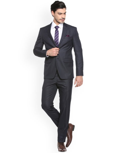 

Peter England Elite Men Navy Blue Slim Fit Single Breasted Formal Suit