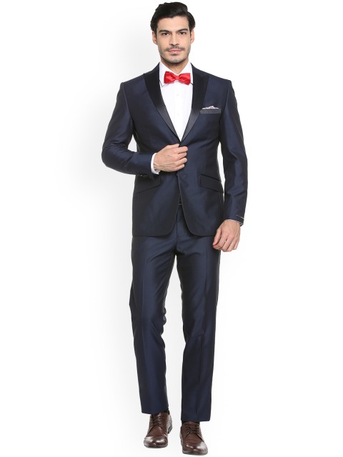 

Peter England Elite Men Navy Blue Slim Fit Single Breasted Formal Suit
