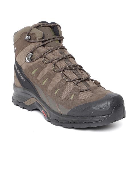 

Salomon Men Brown Quest Prime GTX Suede Waterproof Mid-Top Trekking Shoes