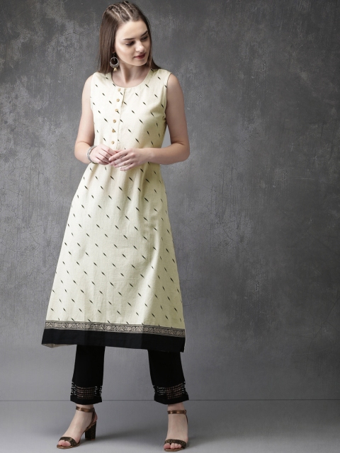 

Anouk Women Beige Self-Design A-Line Kurta