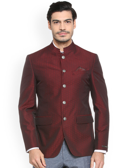 

Peter England Elite Men Maroon Single Breasted Slim Fit Blazer