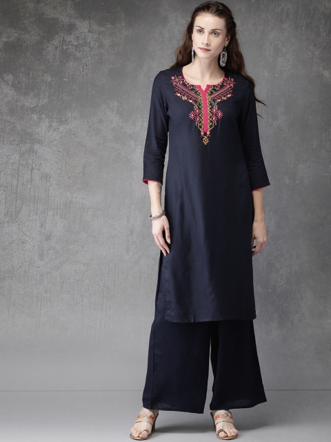 

Anouk Women Navy Blue Printed Kurta with Palazzos